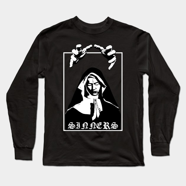 Sinners - Black Metal Design - Black Long Sleeve T-Shirt by Vortexspace